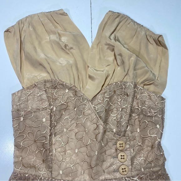 Frock By Tracy Reese Nude Pleated Vintage Inspired Silk Cotton Floral Dress 6 - Picture 8 of 15